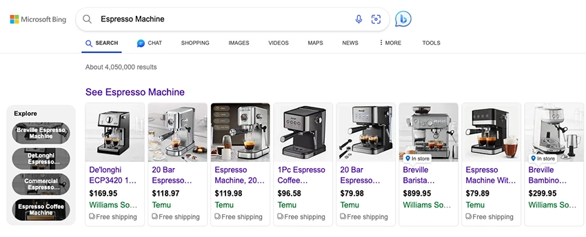 Example of an SEM Pay Per Click Advertising Listing in Bing