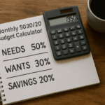 Monthly 50/30/20 Budget Calculator to Maximize Savings and Spend Smarter