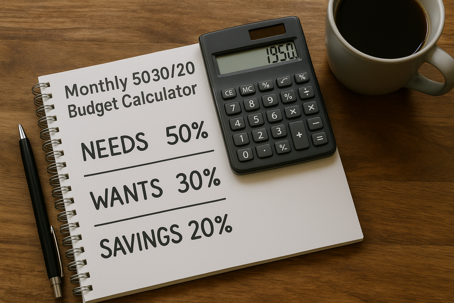 Monthly 50/30/20 Budget Calculator to Maximize Savings and Spend Smarter