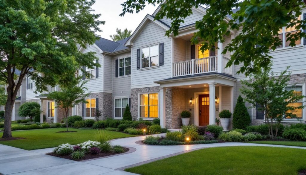 A photograph of capture a photograph of a well-maintained multi-family property