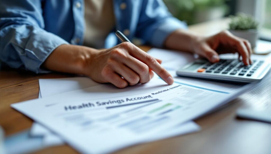 A photograph of a person reviewing their financial documents and planning for retirement