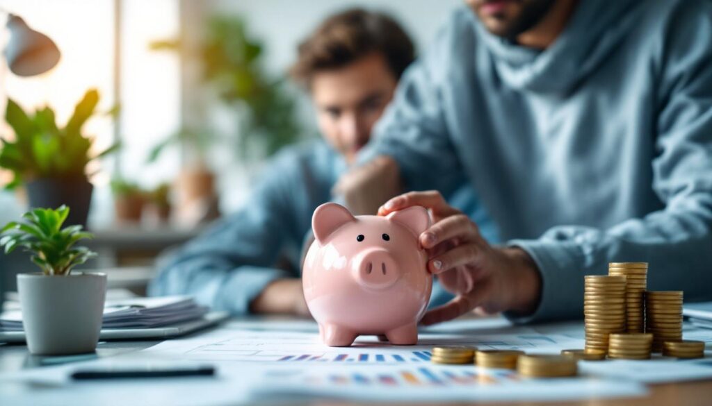 A photograph of capture a photograph of a person thoughtfully reviewing their finances at a desk