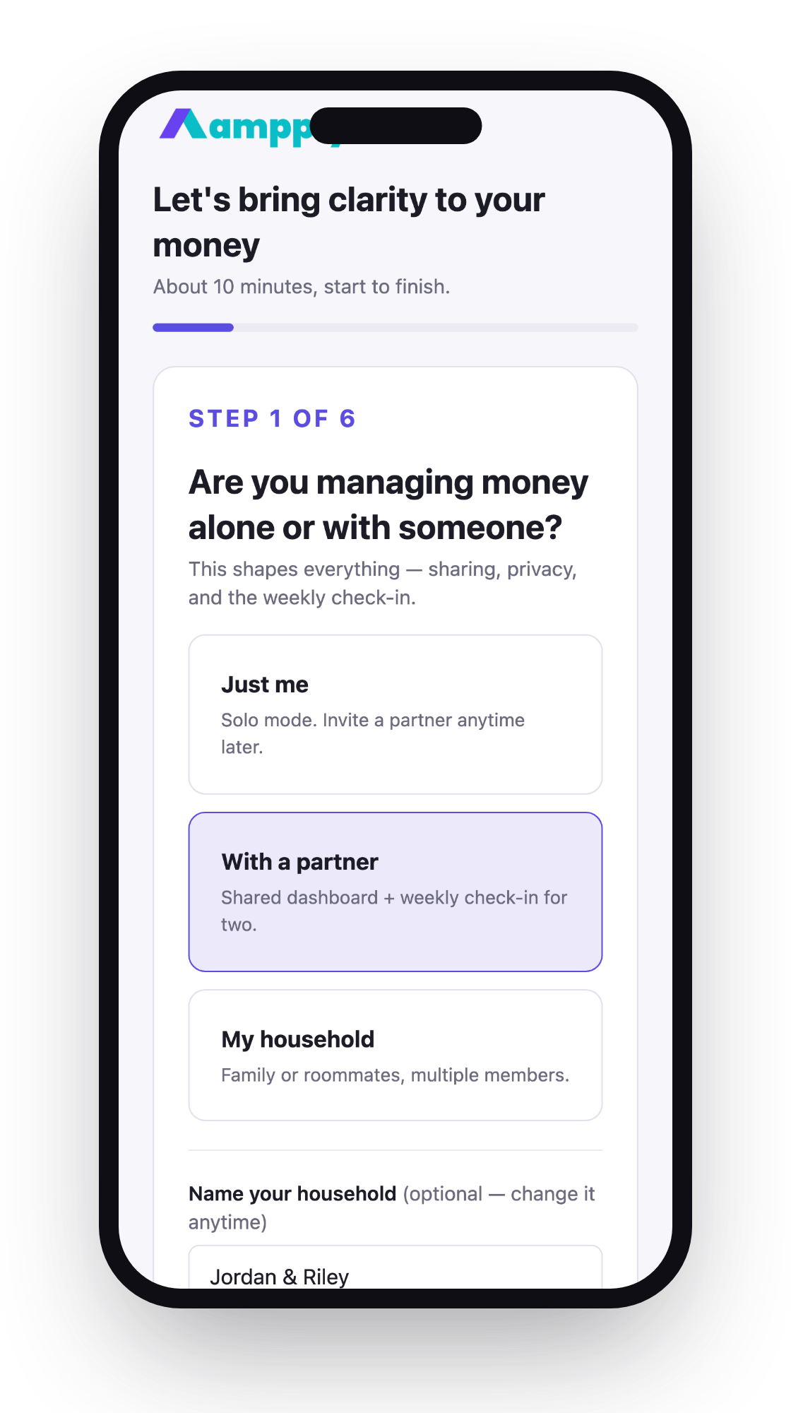 Onboarding step 1 on iPhone